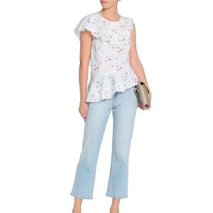 SEA asymmetric floral eyelet top - size 4